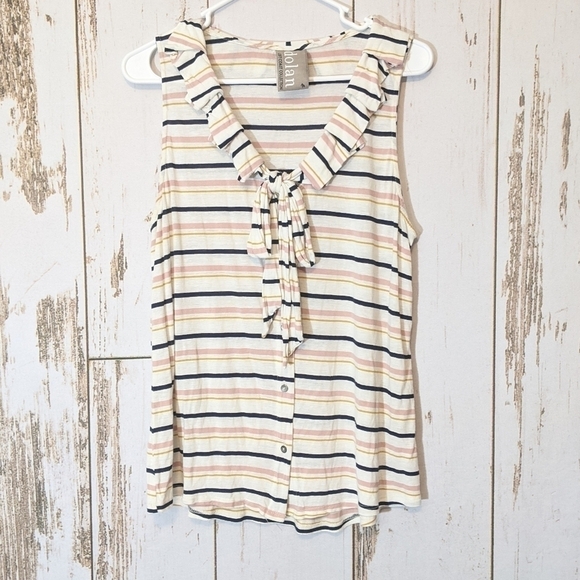 Dolan Left Coast top anthropology multicolored striped sleeveless tie bl… - Picture 3 of 8